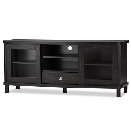 Baxton Studio Walda 60-Inch Wood TV Cabinet with 2 Sliding Doors and 1 Drawer 118-6507